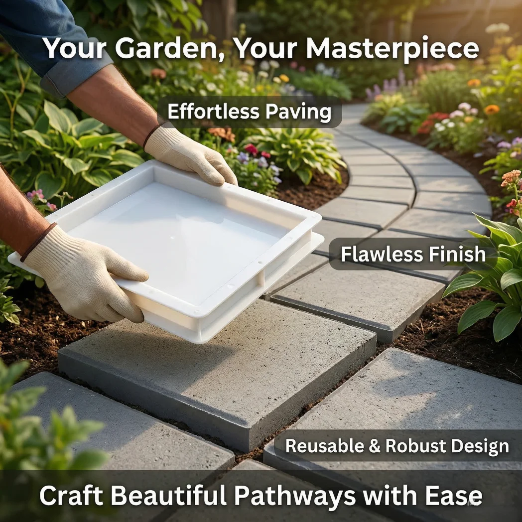 Concrete Mould for Pavement Walkway DIY Paver Path Garden Stepping Stone Mold Reusable Plastic Patio Cement Brick Maker Walk view 2