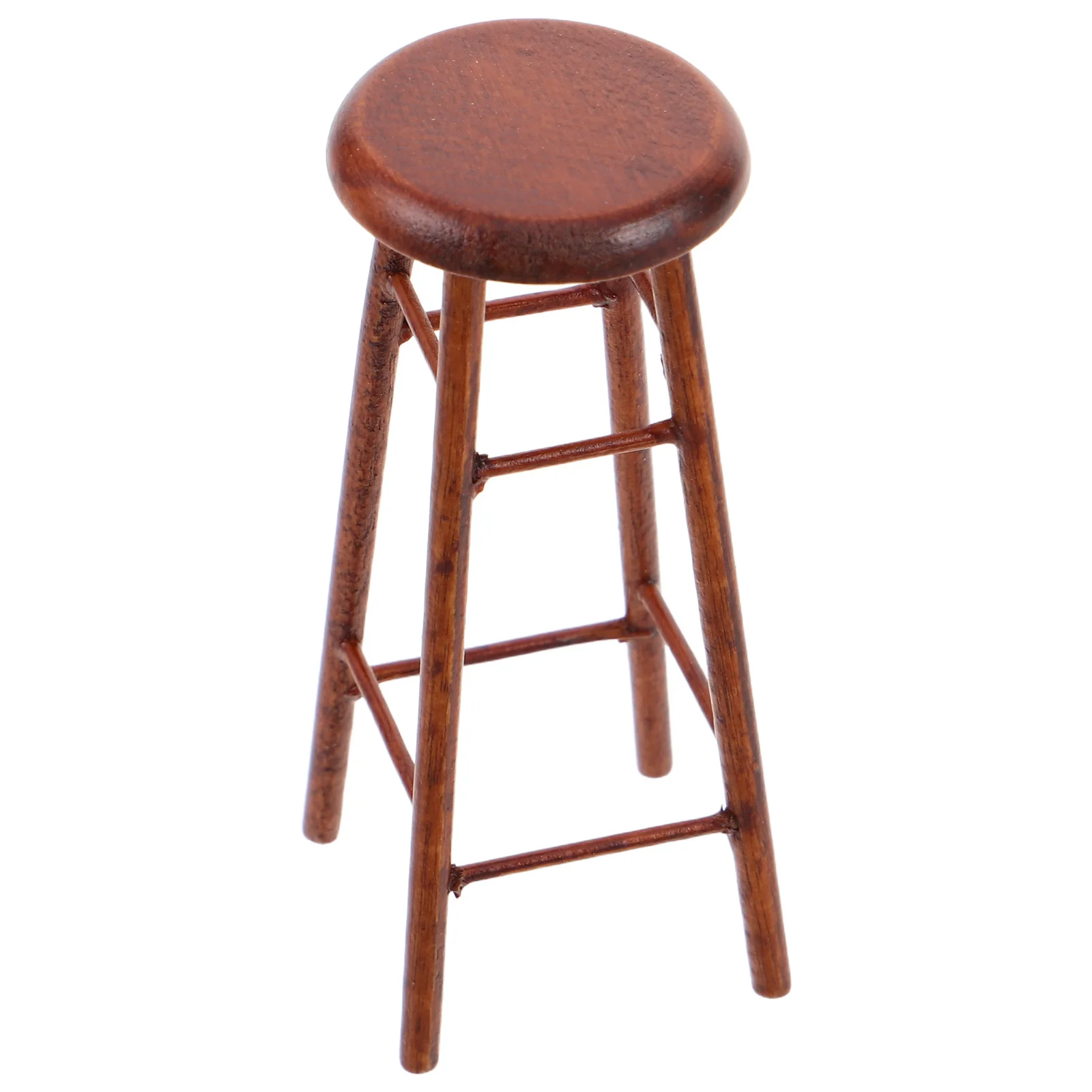 

Mini Wooden Bar Stool Rustic High Dining Chair Small Furniture Accents for Miniature Dollhouse Kitchen Living Room Decoration