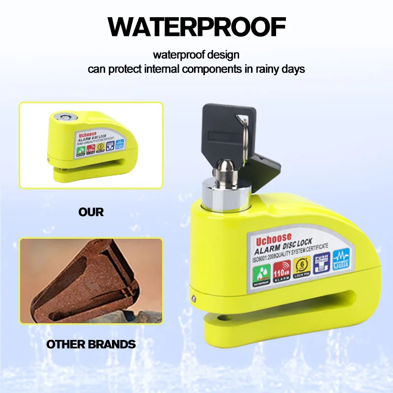 Free Shipping Waterproof Motorcycle Alarm Lock Bike Lock Security Anti-theft Lock Motorbike Disc Brake Lock +Bag+Reminder Rope