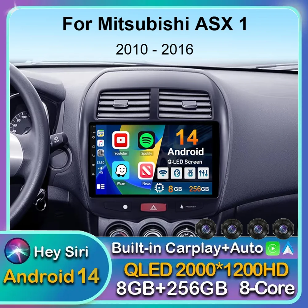 

Android 14 Carplay Auto для Mitsubishi ASX 1 2010 2011 2013 2014 2015 2016 Автомобильный радиоприемник Мультимедийный GPS-плеер Стерео Wi-Fi + 4G BT DSP