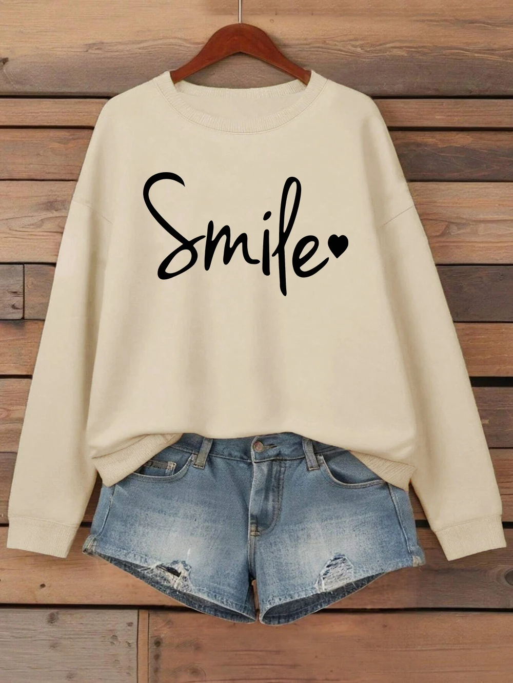 تضيء الحب مع ابتسامة البلوز المرأة فضفاضة رياضي هوديس الصوف الدافئة Crewneck القمم الشتاء ملابس مريحة #2