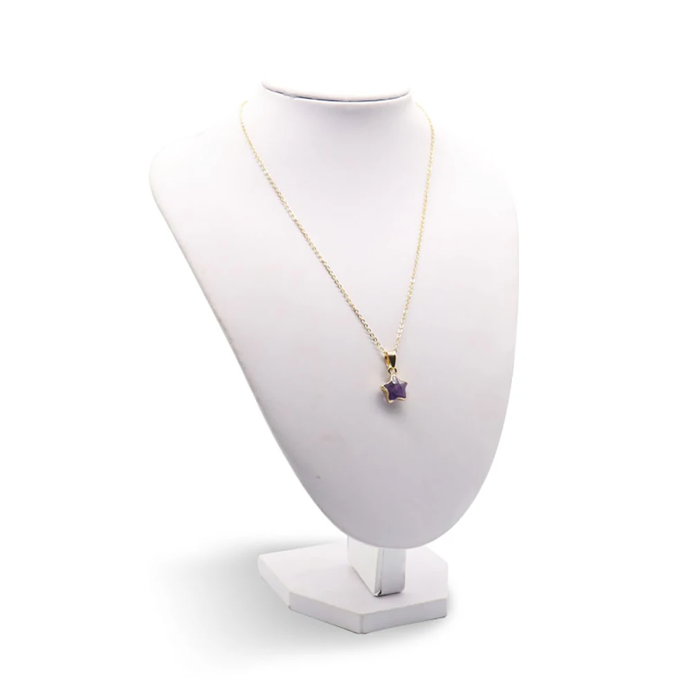 Natural Gemstone Semi-Precious Stones Simple Gilt Five-pointed Star Lapis Lazuli Quartz Pendant Necklace for Women Size 12mm