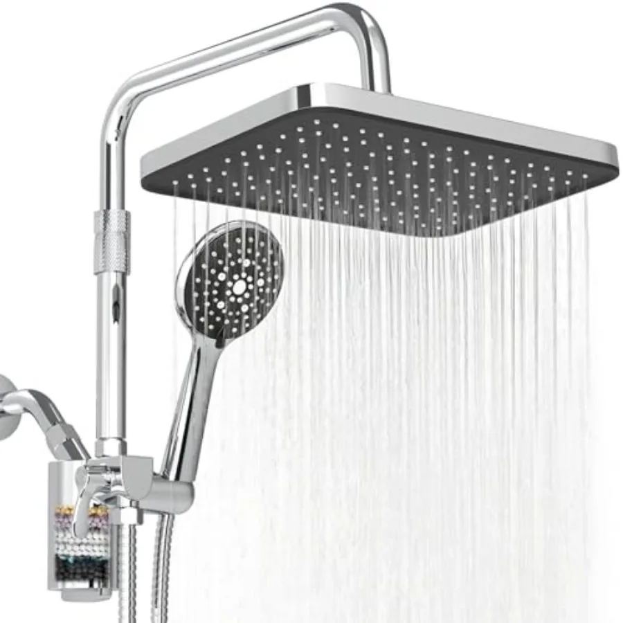 

Filtered Shower Head with Handheld, 12 Inch High Pressure Rain Shower Head with Adjustable Extension Arm, Dual shower filter he