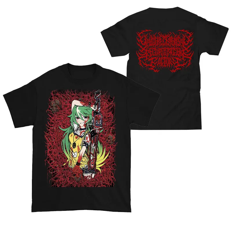 Yandere Chainsaw Factory Saw Sauce Black Gold Dark Rock Animation Anime Leisure T-Shirt Luxury Brand for Men and Women   New