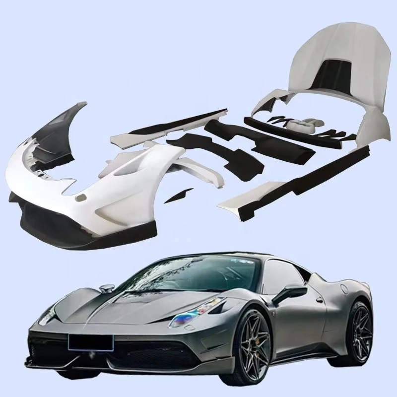 Body Kit Suitable for 458 Modified Mish Wide Body Kit Front and Rear bar Hood Wheel Eyebrow Side Skirt Rear Lip Spoiler