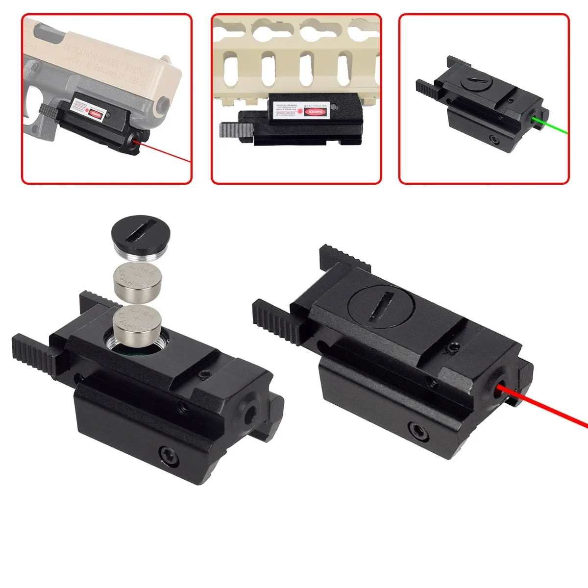 التكتيكية الأحمر الأخضر نقطة نطاق البصر بالليزر 11 مللي متر 20 مللي متر Picatinny السكك الحديدية جبل مسدس الادسنس الصيد الليزر المعاير مع بطاريات
