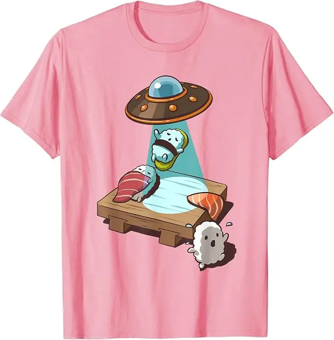 Sushi UFO Alien Abduction T-Shirt Y2k Japanischer Feinschmecker Ästhetische Kleidung Humor Einzigartiges Neuheitsgeschenk Niedliche Cartoon-T-Shirts – Detail 17
