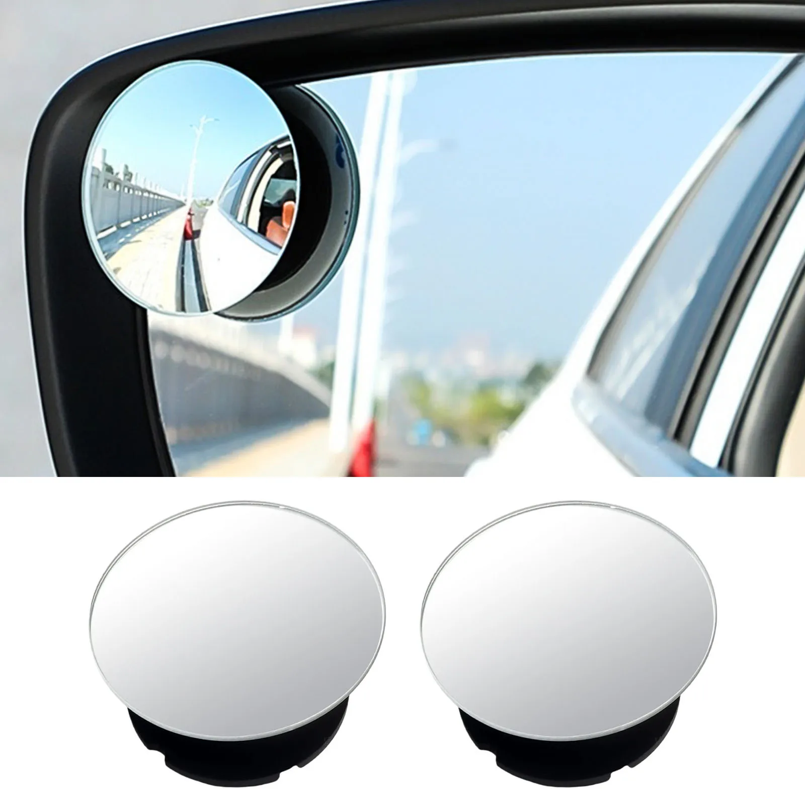 

Car Blind Spot Mirrors 2 Pack with ABS Frame and 360 Degree Adjustable Convex Lens for Rearview and Safety Enhancement