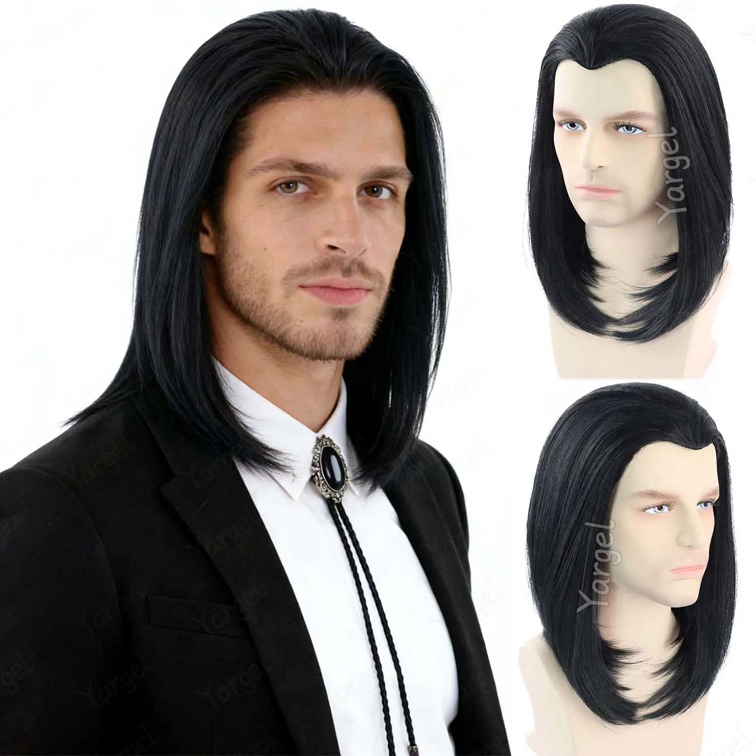 

Синтетический черный парик Hitman для мужчин, который можно завязать в хвост – для косплея в образах убийцы, Кину, Винсента Веги, Фаркуафа, вампира – костюм в стиле 90-х.