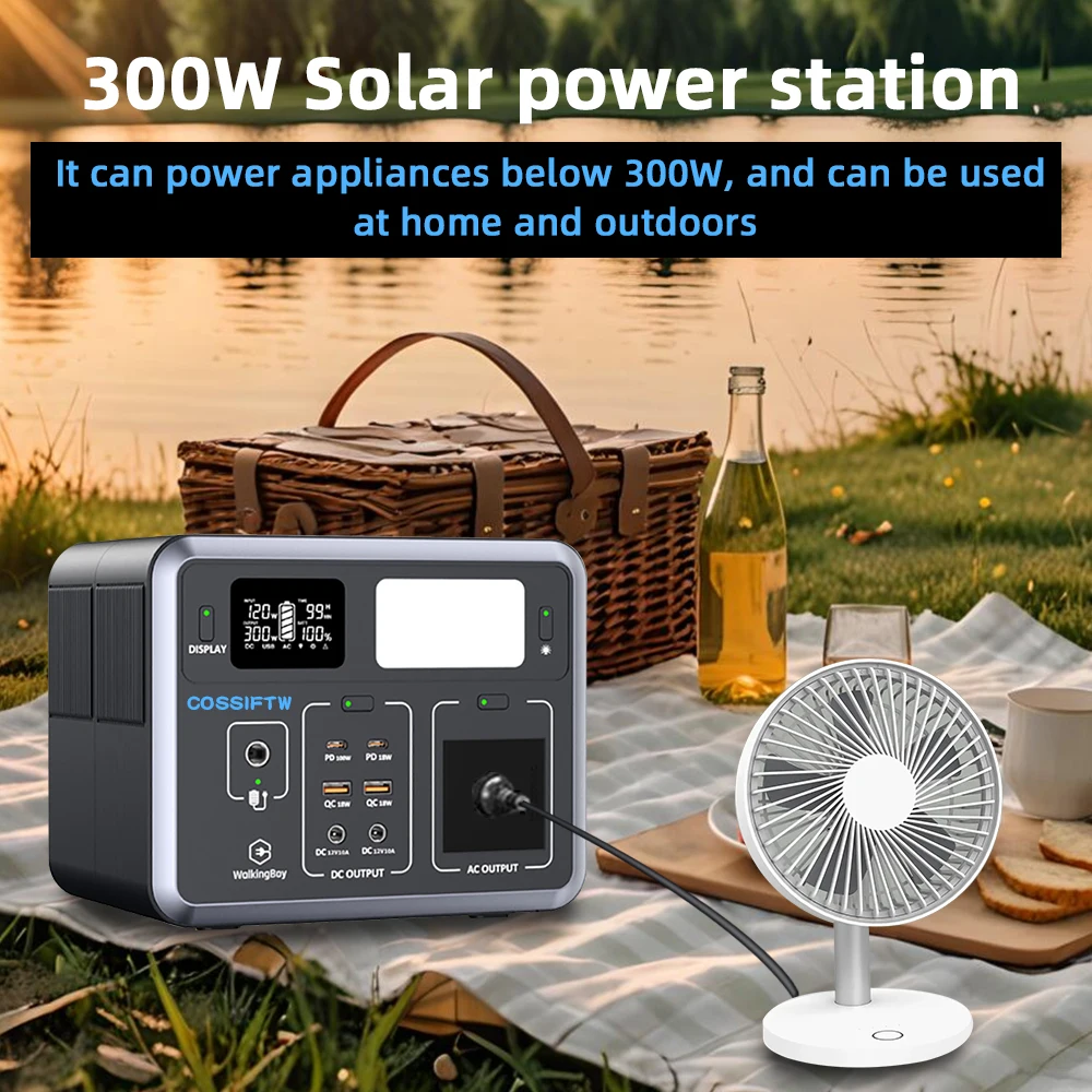 Портативная электростанция 300 Вт, внешний аккумулятор с розеткой переменного тока, солнечный генератор, зарядное устройство для ноутбука, резервный источник питания для кемпинга