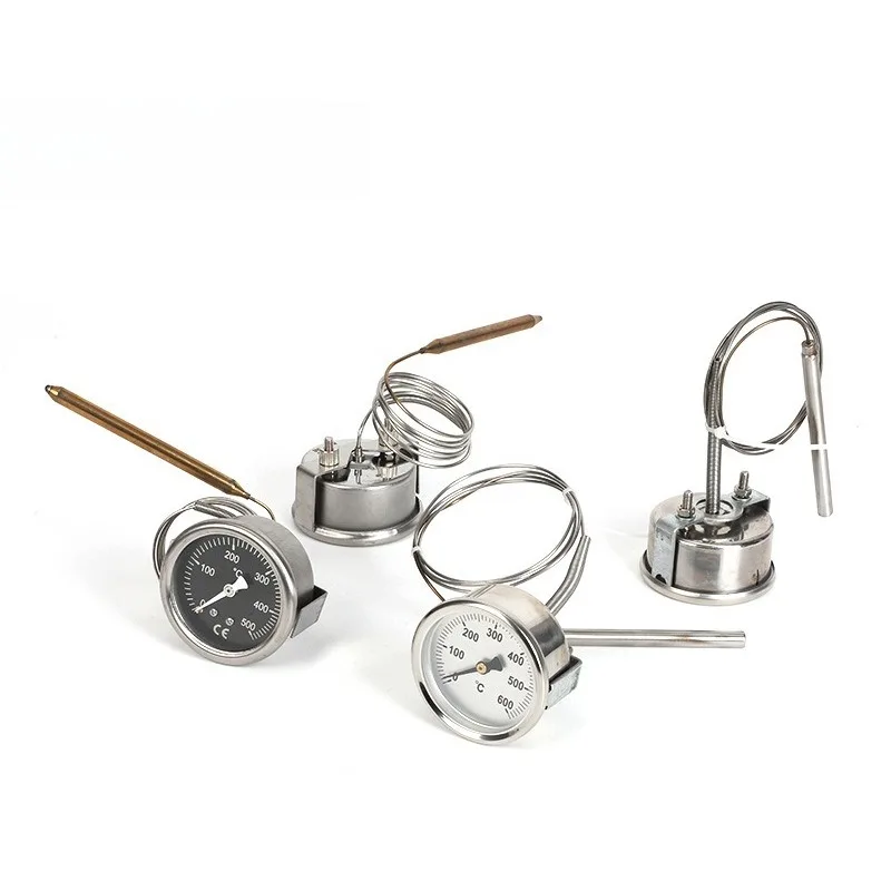 Full Stainless Steel Pointer Thermometer 500℃ 600℃ High Temp Gauge For Pizza Oven Kiln Furnace Measuring Parts