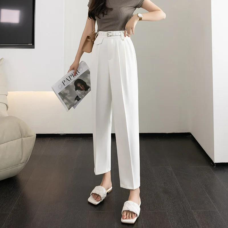 

Korean Style Casual Trousers Women's 2023 Summer New Cigarette Pants Skinny Pants Harem Pants Cropped Pants Suit Pants Women's F