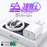 For Apple Original 30W Type C Quick Charger For iPhone 16 15 14 13 12 11 Pro Max Mini X XS XR 8 Plus Fast Charging Charge Cable