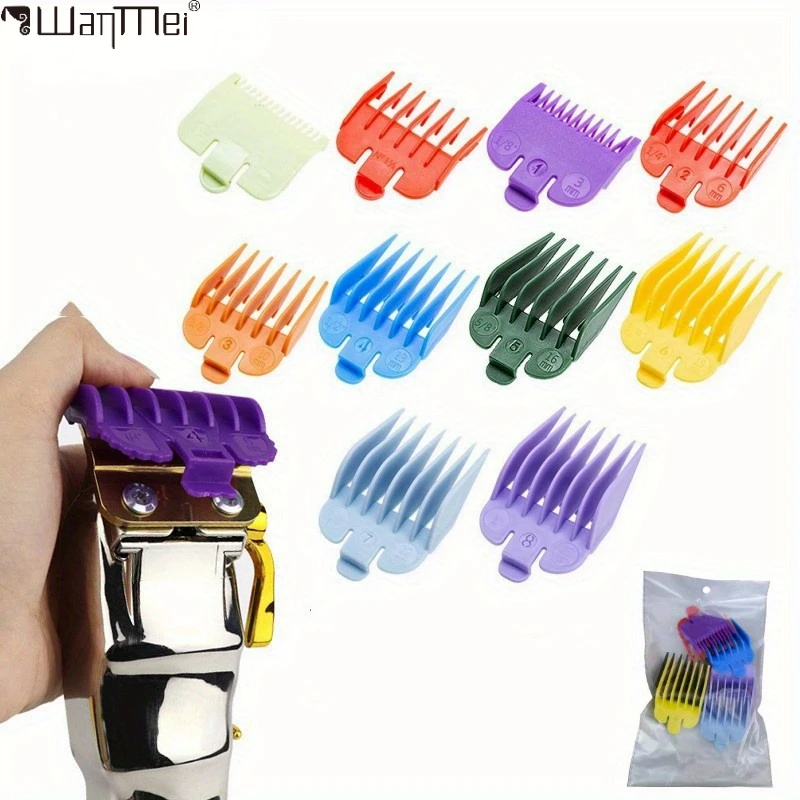 8/10 pçs protetores de máquina de cortar cabelo profissional acessórios barbeiro aparador profissional acessório limite pentes substituição guardas conjunto