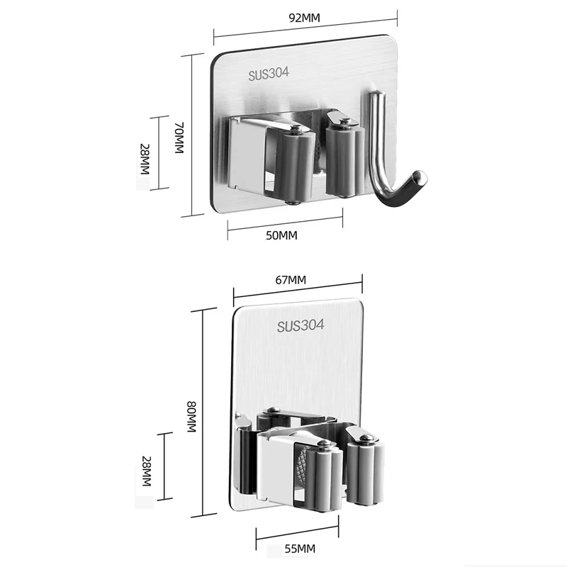 1 szt./2 szt./3 szt. Samoprzylepne wielofunkcyjne haczyki do montażu na ścianie organizator na mopa uchwyt na szczotkę wieszak na miotły mocne haki