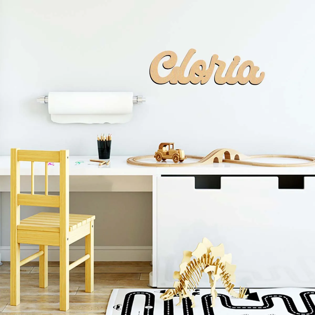1pc Romantic Gloria example Customizable Name Wooden Decor Wood Material Laser-Cut Sign Vertical Orientation Door Hanging Decor