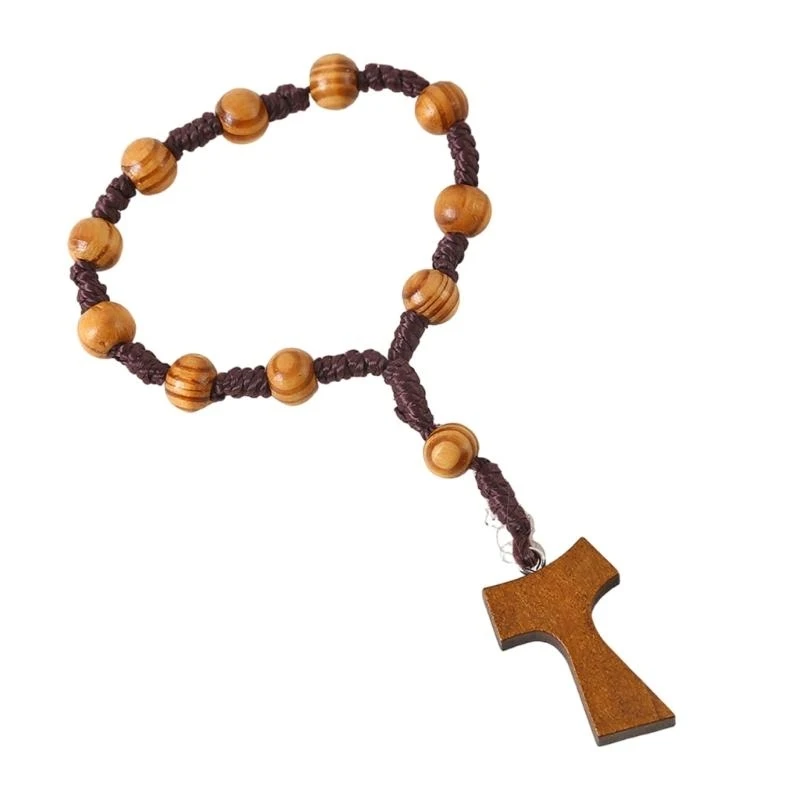 

JU64 Beads Rosary With 8mm Beads and Crosses Pendants for Prayer Meditations Elegant Grains Rosary Beads