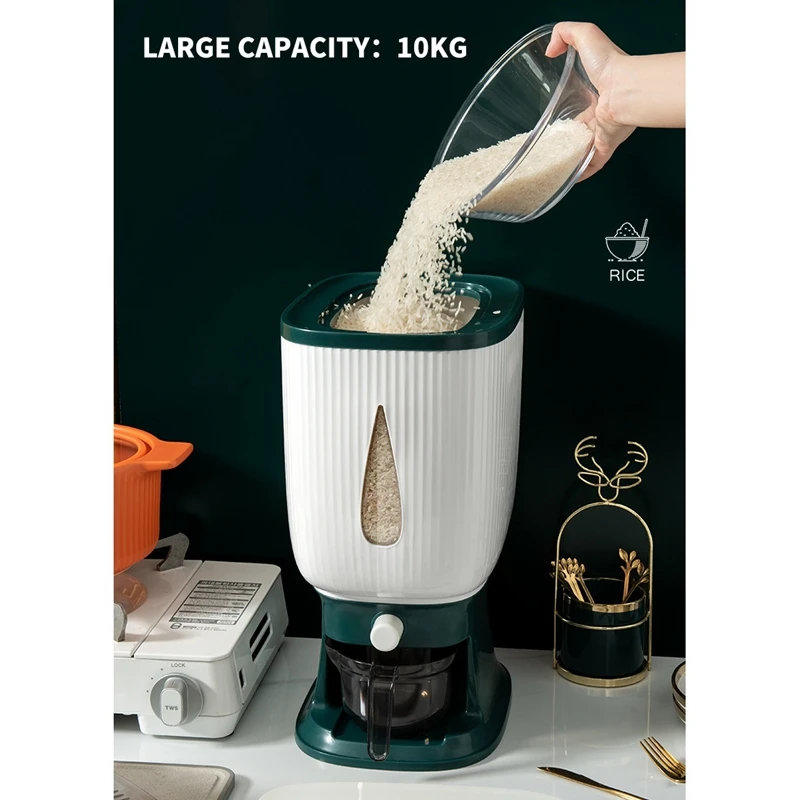 10Kg Automatic Rice Dispenser With Rinsing Cup Smart Rice Dispenser Rice Storage Rice Bucket Household Rice Box Retail