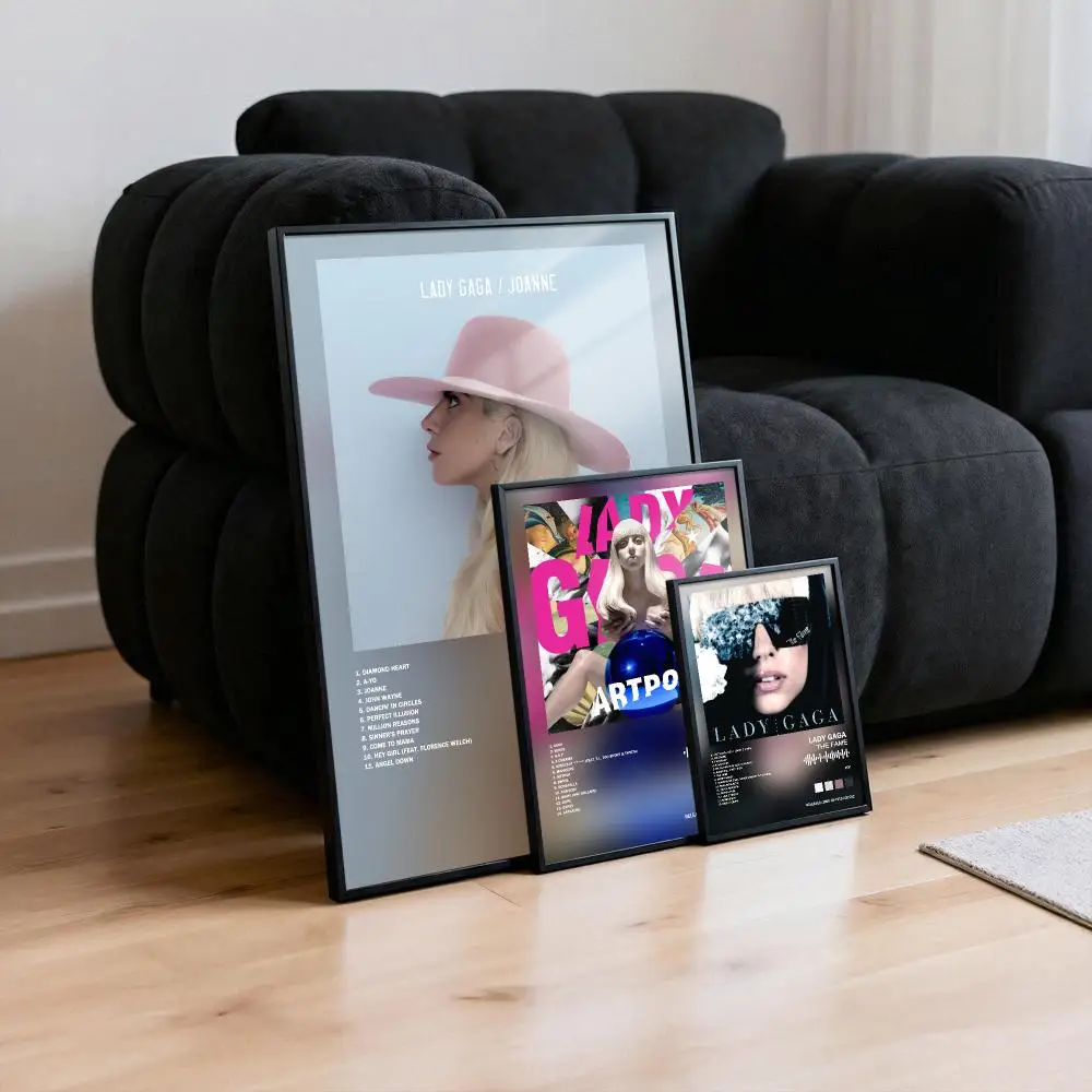 Lady Gaga Poster Peelable Self-Adhesive Album Cover Poster Stickers, Frameless Wall Art for Singer Band Pop Rap Bedroom