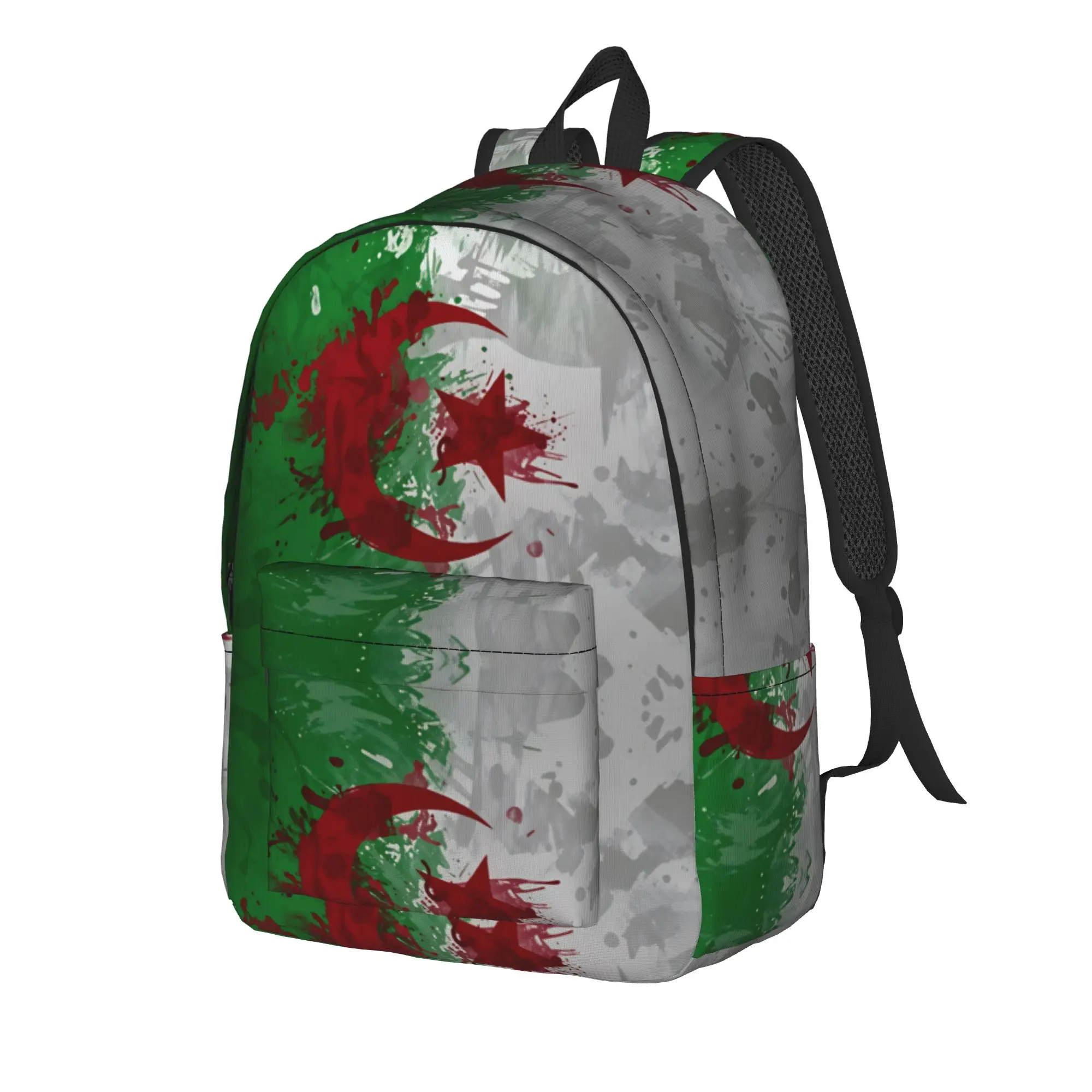 Flag of Algeria Splash Backpack  Stylish Backpacks Boy Workout Lightweight School Bags Custom Rucksack