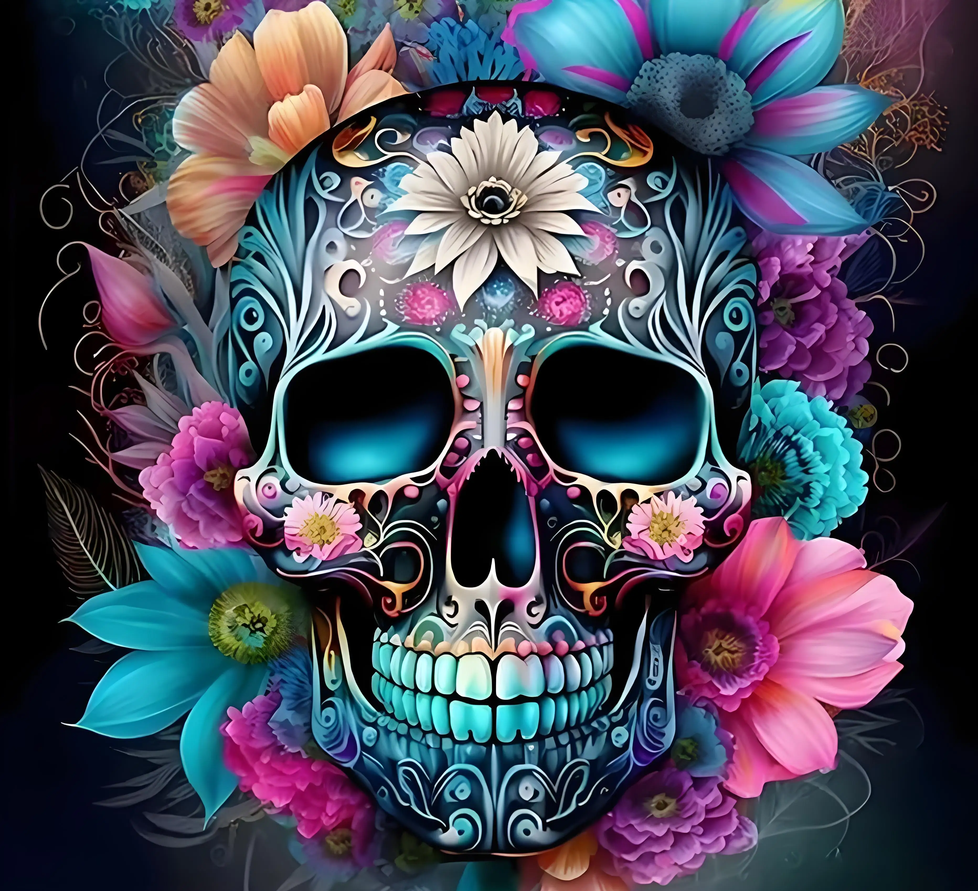 

GATYZTORY DIY Diamond Painting Portrait Skeleton Full Square Round Drill Mosaic Flower Skull Handicraft Home Decoration