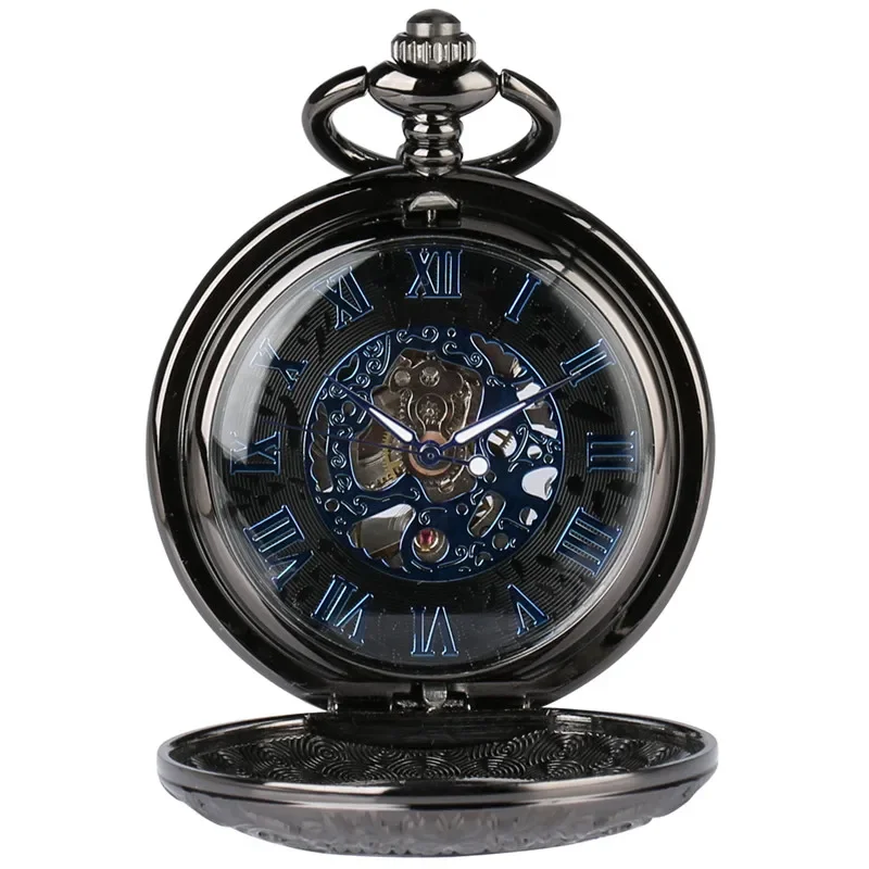 Antique Mechanical Hand Wind Poket Watch for Men Women Luminous Hands Roman Number Clock Fob Pendant Chain Timepiece