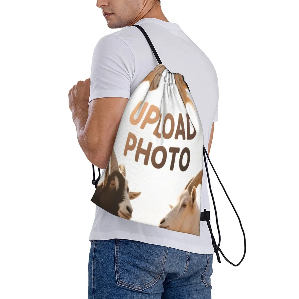 1Pc Personalized Customizable Photo Drawstring Bag -Lightweight Travel Sports Bags Gym Sack Storage Backpack