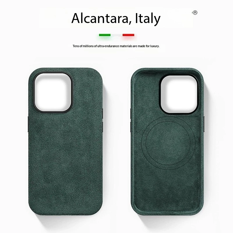 100% Italian ALCANTARA Case for iPhone 16 15 17 Pro Max Air Magsafe Magnetic Luxury Cover Supercar Suede Leather Phone Back Case - náhled 6