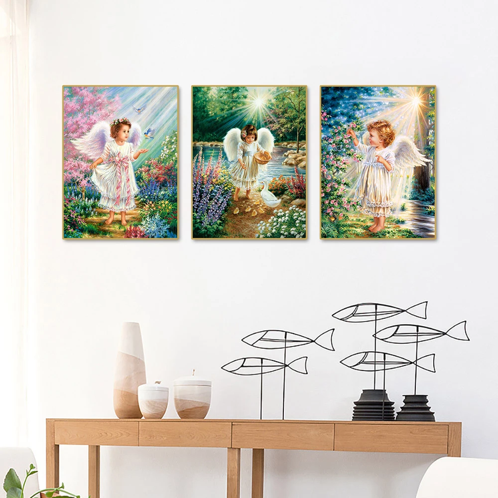 5D Diamond Painting Angel Baby Full Round Diamond Mosaic Girl DIY Rhinestone Embroidery Art Cross Stitch Home Decoration Gift