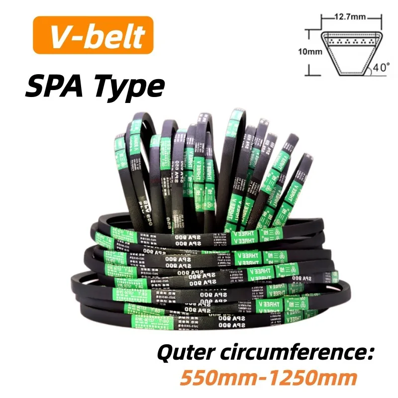 SPA Rubber Drive V Belt Narrow Conveyor Transport Strap Outer Circumference 550-1250mm Industrial Transmission Belt