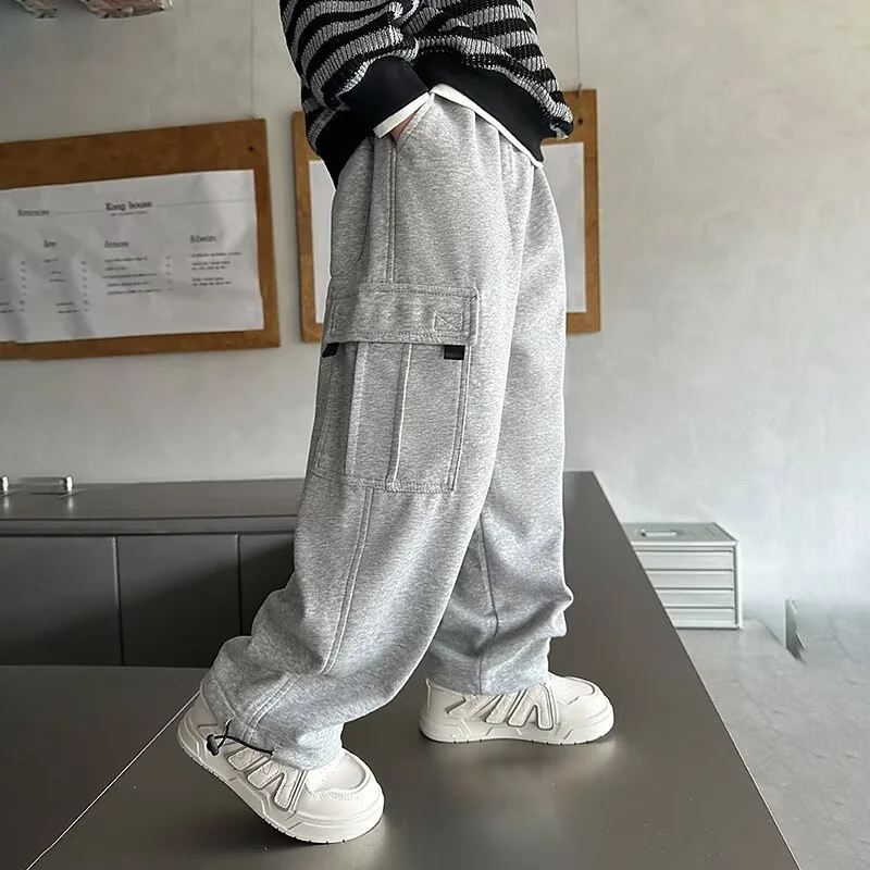 Spring Sweatpants Boys Casual Pants Autumn New Fashion Trousers Kids Loose Solid Work Trousers Children's Clothing 5-14 Years