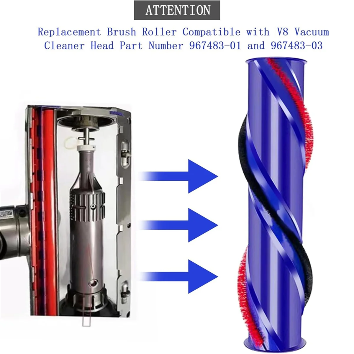 Dyson V8掃除機用の交換用ローラーブラシ,電動フロアブラシ,ダイレクトドライブ,967483-01, 967483-03