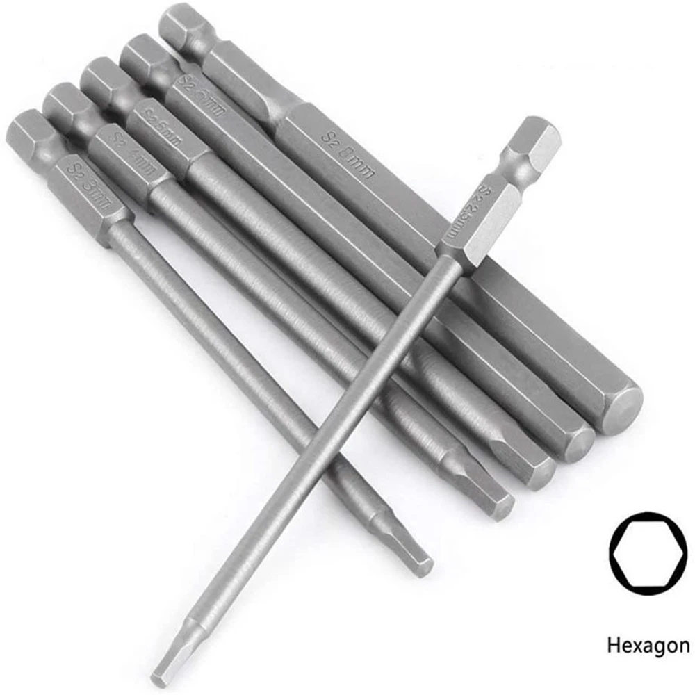 100mm 8 stücke Hex Kopf Inbusschlüssel Bohrer Set SAE Metric Allen Elektrische Sechskant Bit Schraubendreher Buchse Bit Power werkzeug Teile – Detail 5