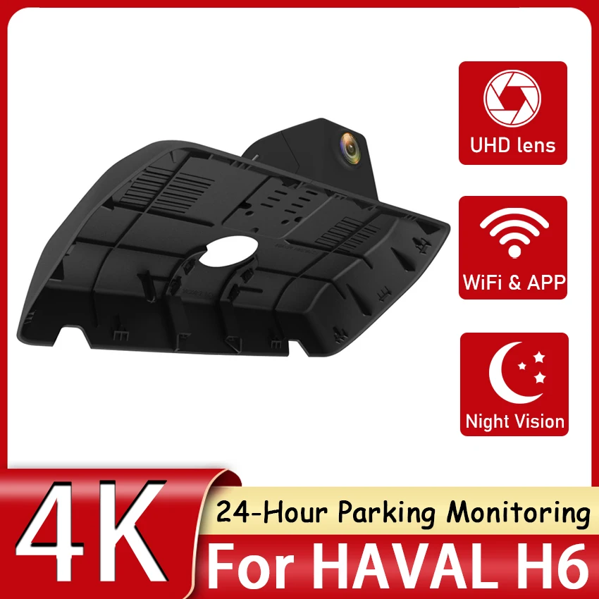 Hidden Car DVR WiFi Dash Cam UHD 4K Video Recorder 24-Hour Parking Monitoring Driving Recorder For HAVAL H6 2018 2019 2020 2021