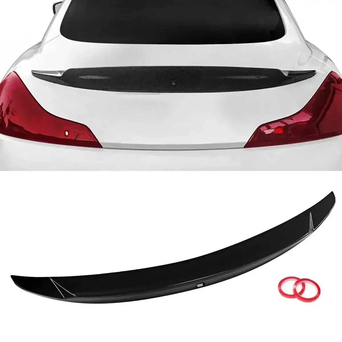 FIT FOR 2008-2013 INFINITI G37 2 DOOR GLOSSY BLACK/Carbon Fiber HIGH KICK REAR TRUNK SPOILER High Gloss Finish Exterior Part