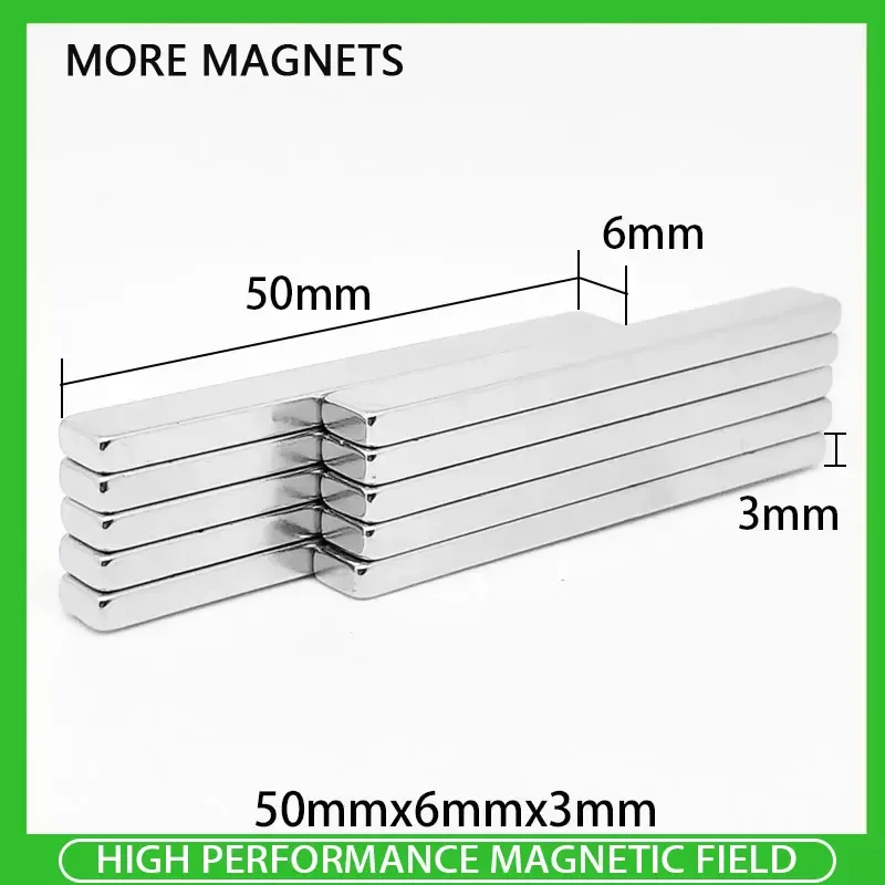 

2~50PCS 50x6x3mm Powerful N35 Magnets 50*6*3mm Block Permanent Magnetic Strong Neodymium Magnet 50mm x 6mm x 3mm