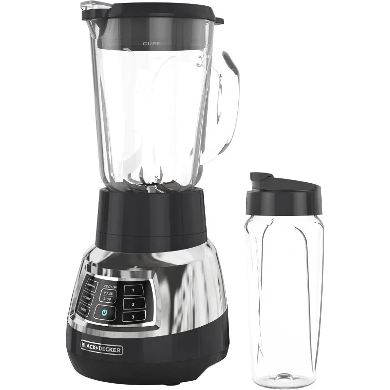 BLACK+DECKER BL1400DG-P Quiet Stainless Steel Blender with Cyclone Glass Cup