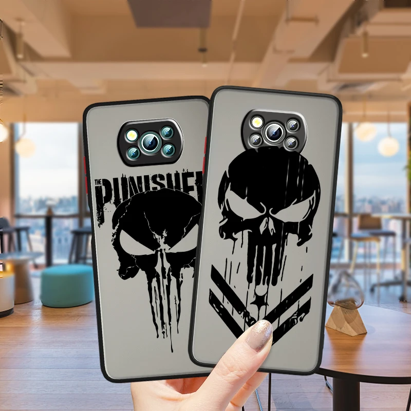 Luxury Marvel Punisher Venom Frosted Translucent For Xiaomi Mi Poco X5 X4 X3 M6 M5S M5 M4 M3 F5 F4 F3 GT Pro 5G Cover