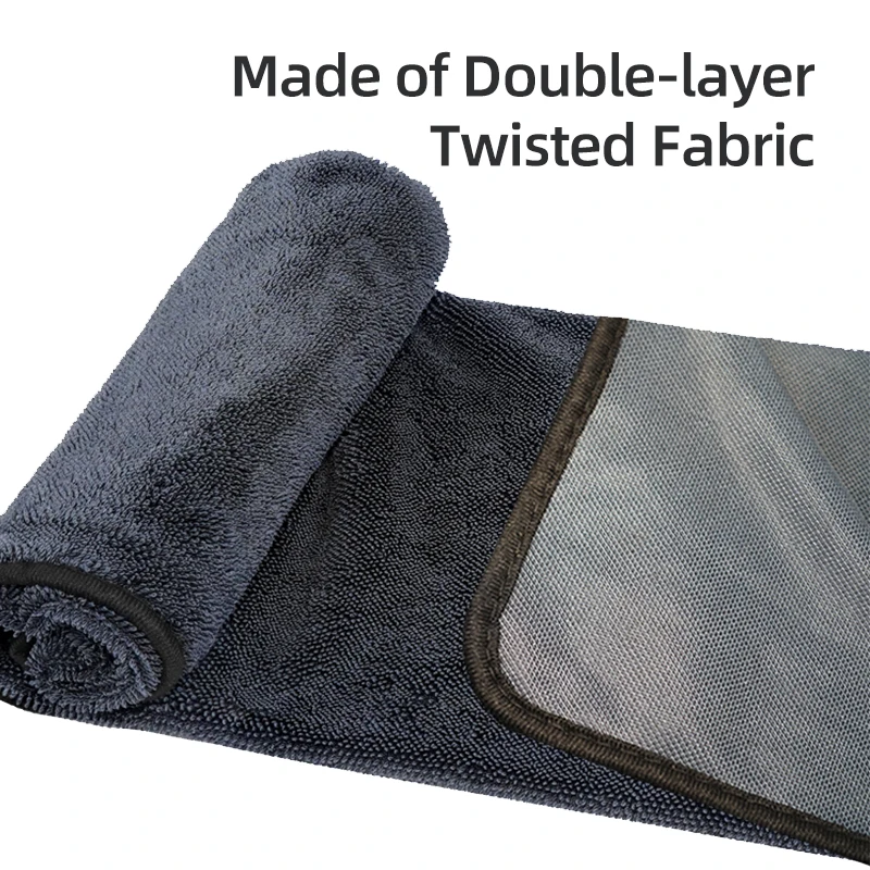 Autowashanddoek Superfijne vezel Verdikte autowashanddoek Dubbellaags gedraaide stof Sterk absorberend afvegendoekje