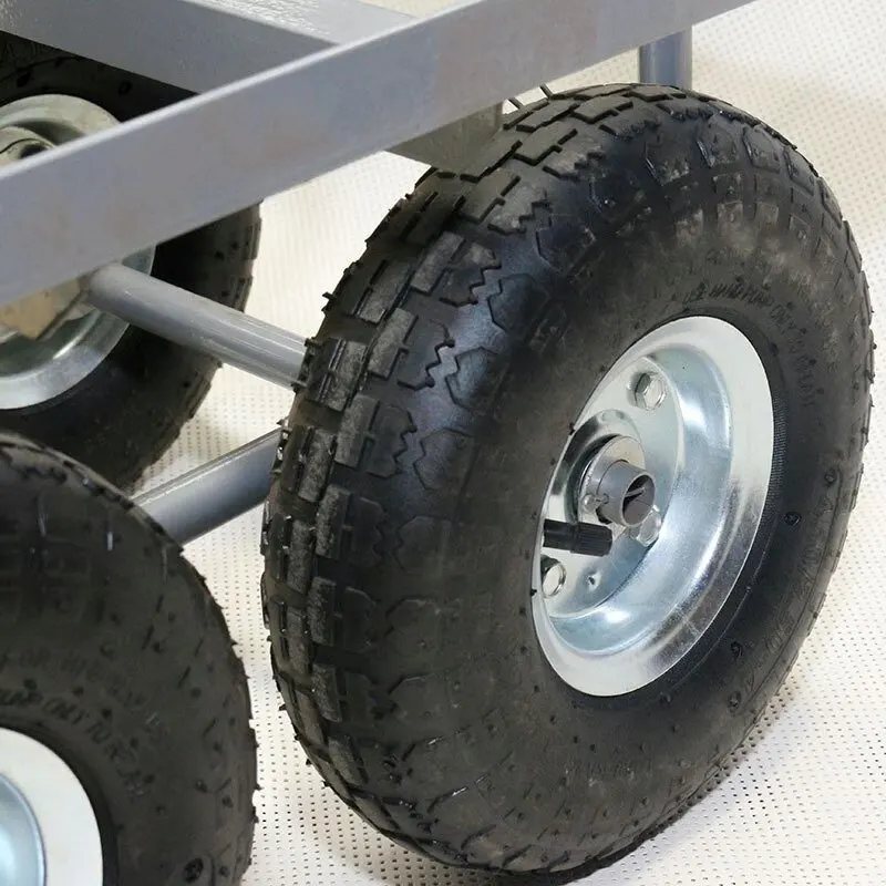 Trolley Pull Flatbed Cart 4 Wheels Trolley Plastic Basket Cart 10 Inches Inflatable Labor-saving Large Wheel