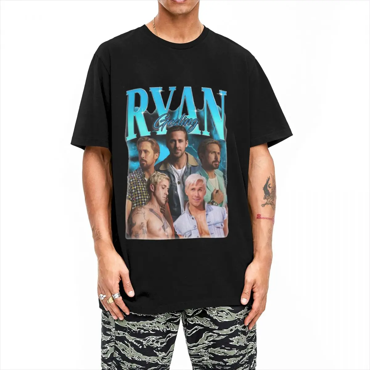 

Мужская футболка в стиле ретро Ryan Gosling 90-х годов, винтажная футболка для отдыха из 100% хлопка, футболки с короткими рукавами, одежда с круглым вырезом, идея подарка