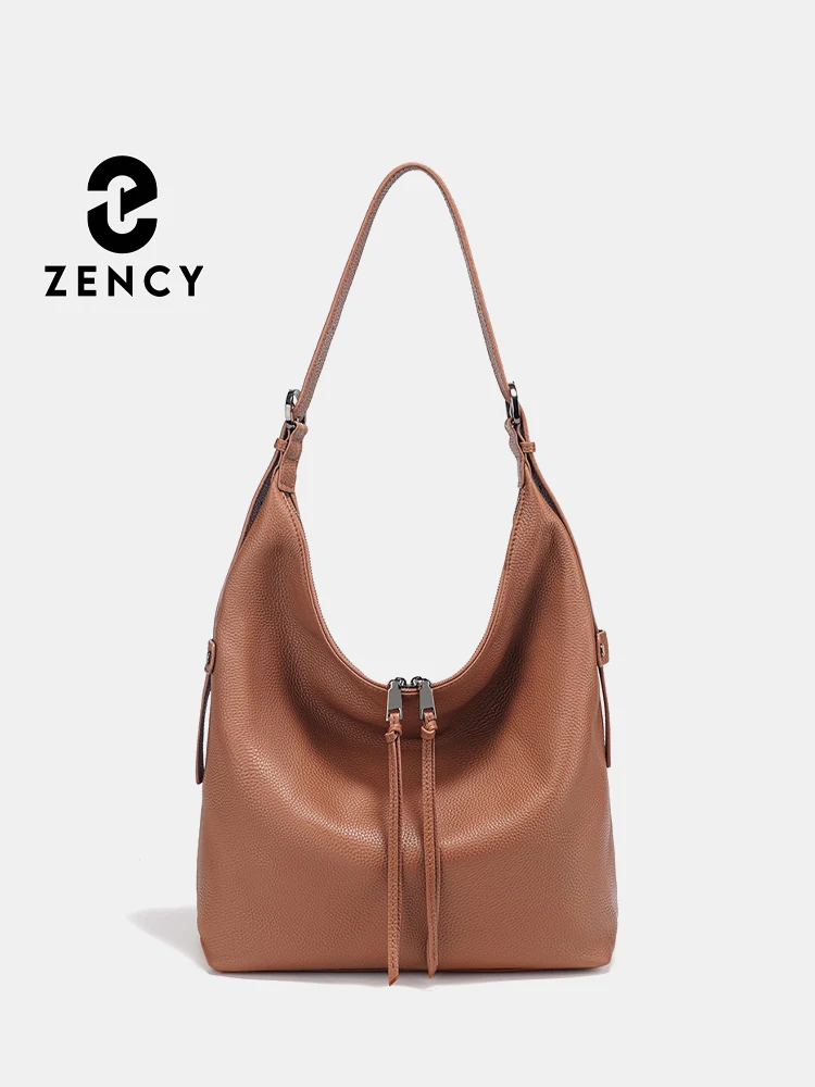 

Zency Premium Genuine Leather Women's Handbag Hobo Bag Large Capacity Fashion Shoulder Bolsa for Ladies Winter Large Shopper Bag