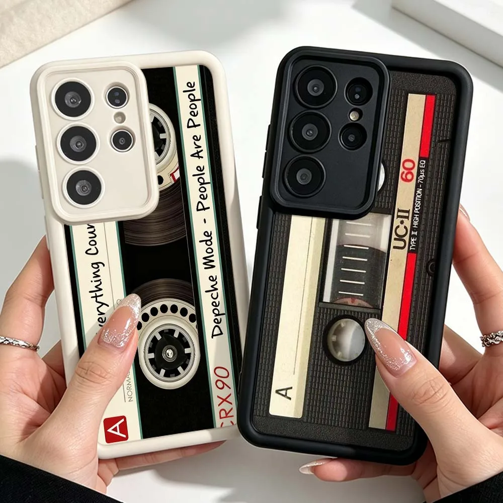 Vintage Audio Cassette Tape Cover For Samsung Galaxy S26 S25 S24 S23 S22 S21 S20 Ultra Plus FE Eye Ladder Silicone Phone Case