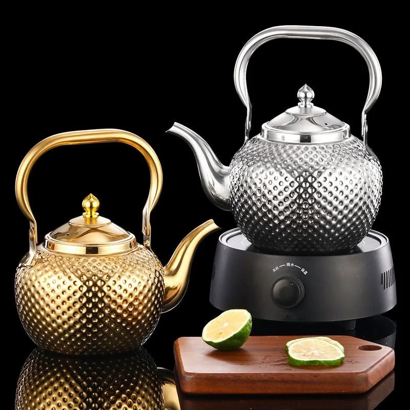 

1.2/2LStainless Steel Teapot with Strainer Hammered Spherical Kettle Household Induction Cooker Tea Pot Teapot