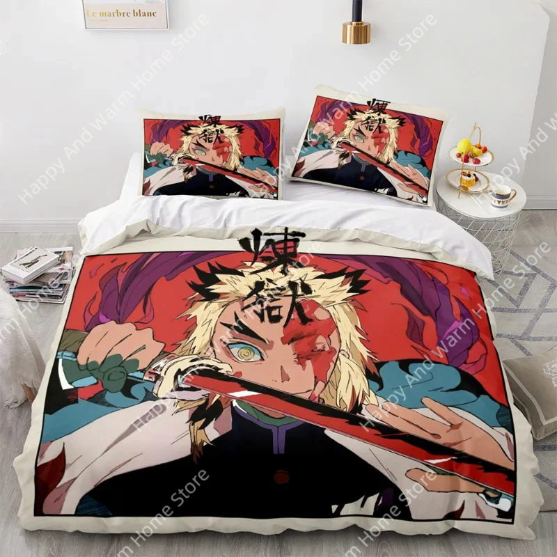 

Demon Slayer 3D Bedding Set Anime Duvet Cover Pillowcases Single Twin Full Queen King Size Home Decor Quilt Pillowcase Boys Gift