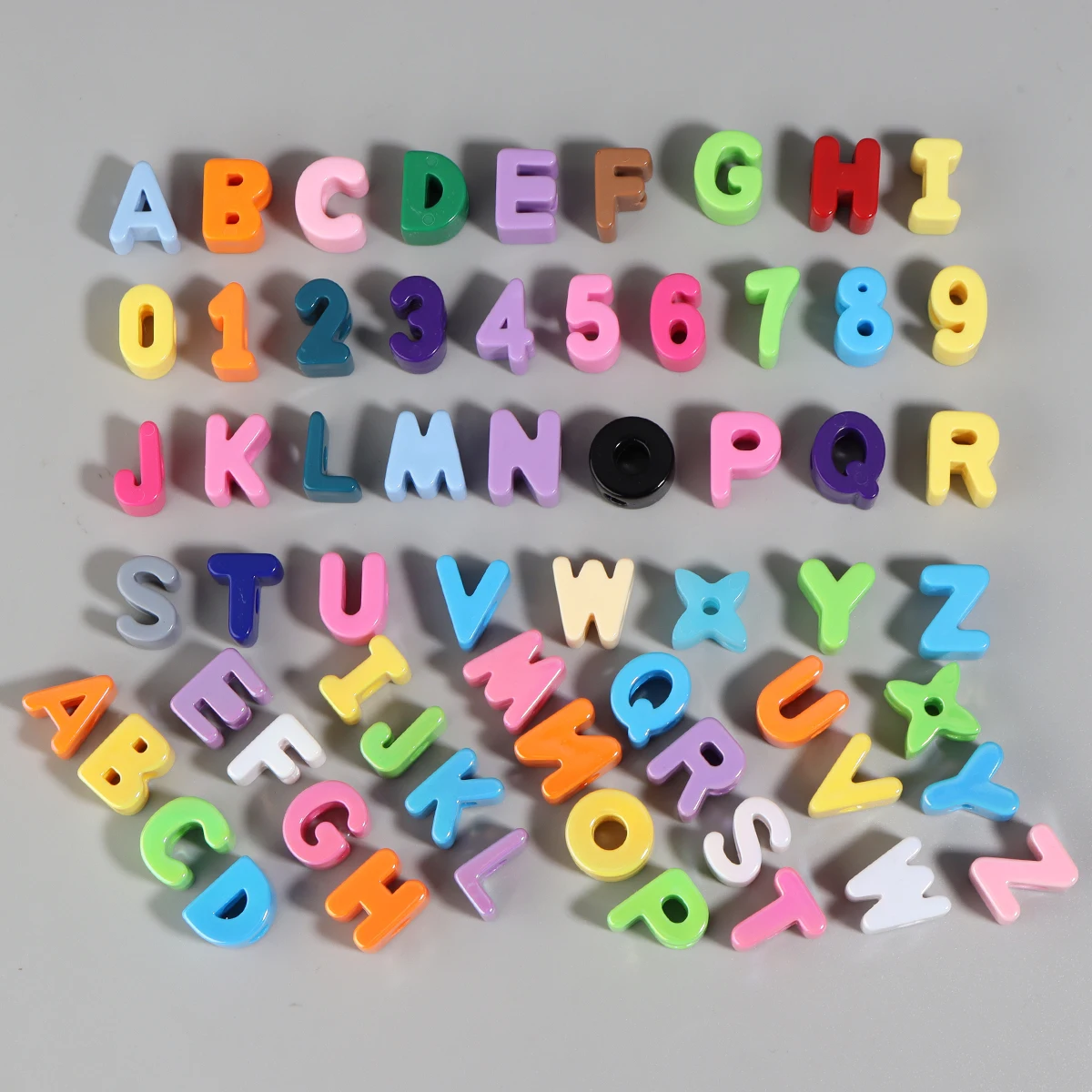 1Set Acrylic Alphabet Beads Colorful Number Letters Large Hole Loose Beads For DIY Handmade Phone Chains Necklace Accessories