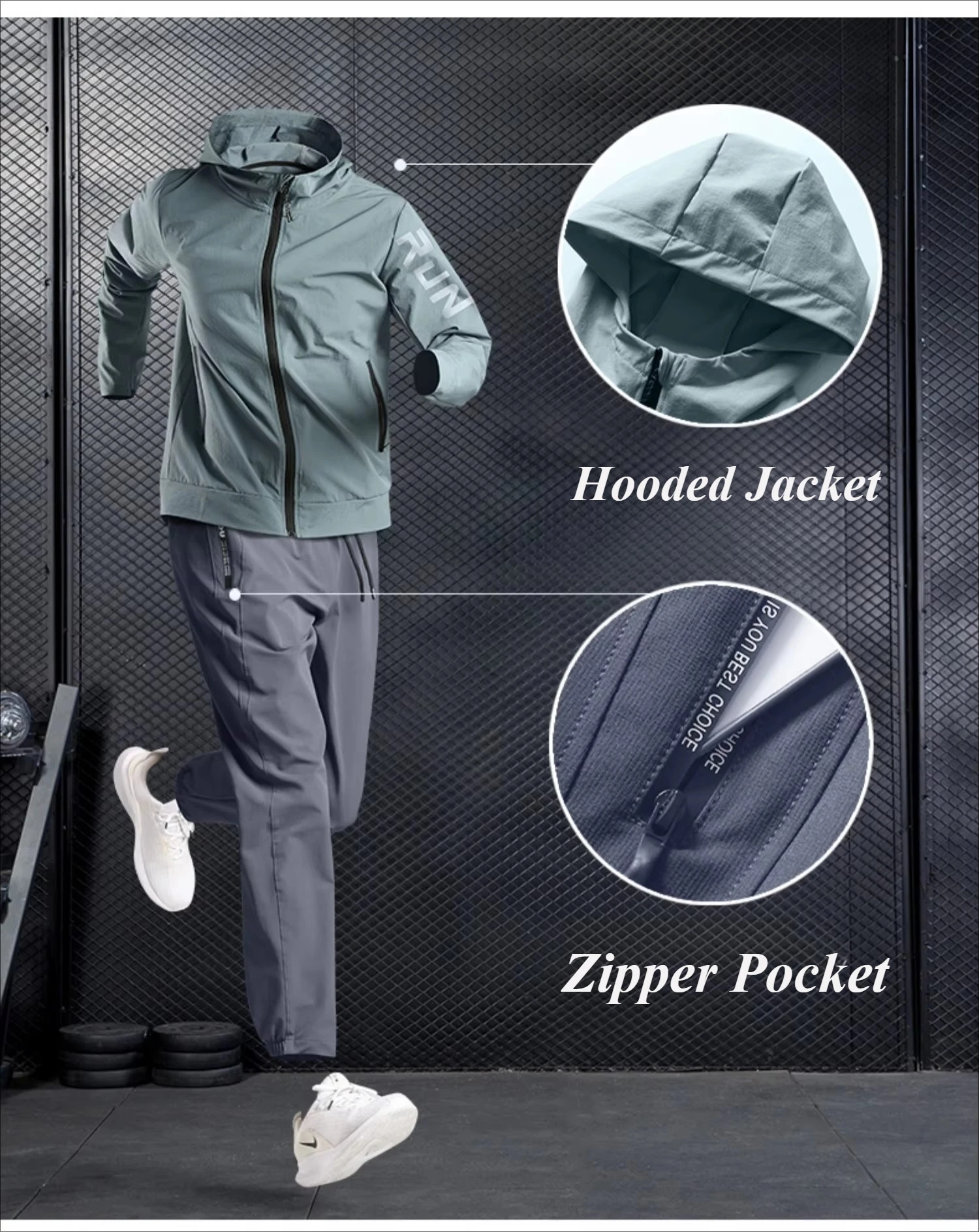 Quick Dry Running Fitness Set Quick-Dry Loose Fit Outdoor Training Jacket Morning Runs Spring Men's Sportswear Workout Clothing - Image 3