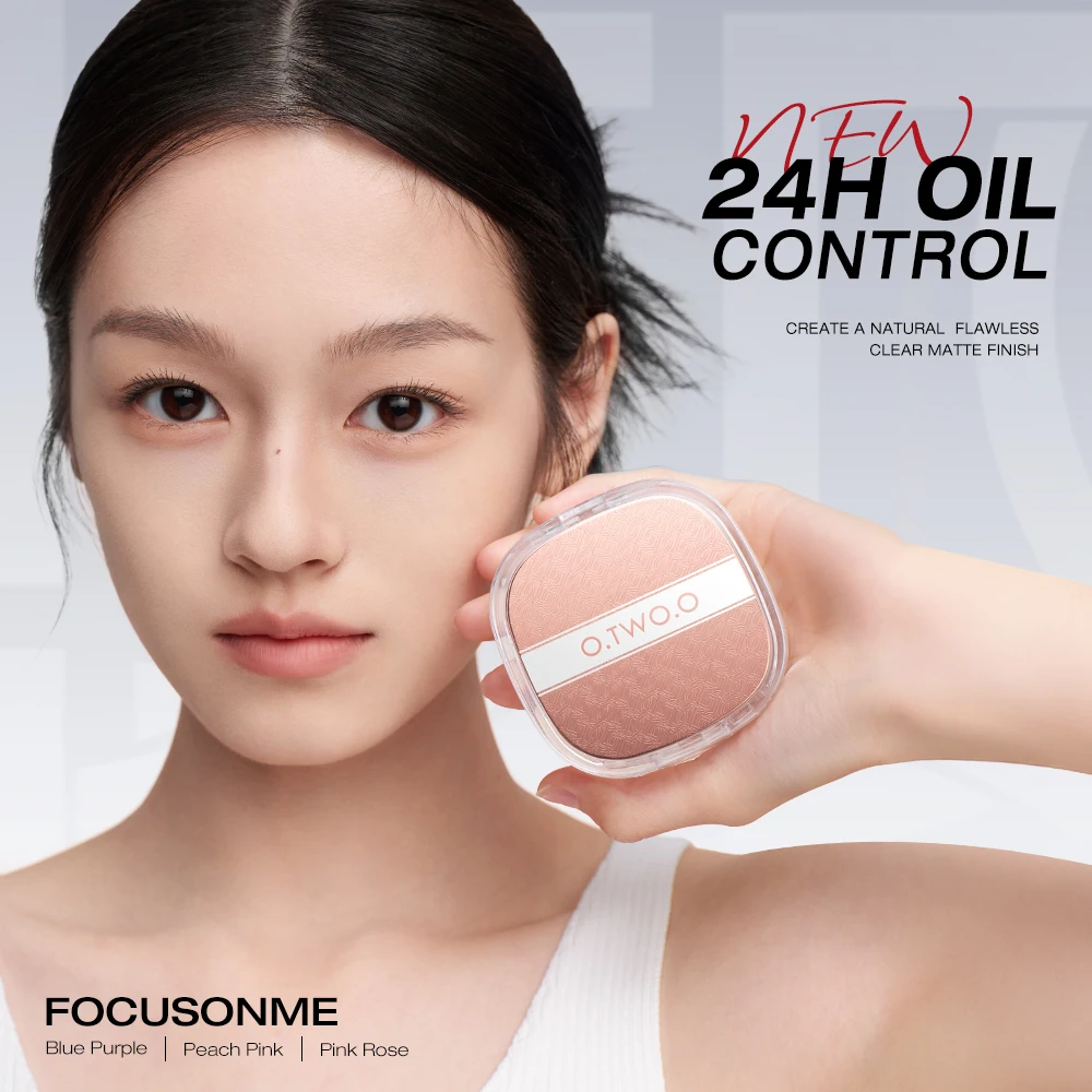 O.TWO.O Face Setting Powder Cushion Natural 3 Colors 24h Oil-control Matte Waterproof Anti-scratch Conceal Makeup Pressed Powder