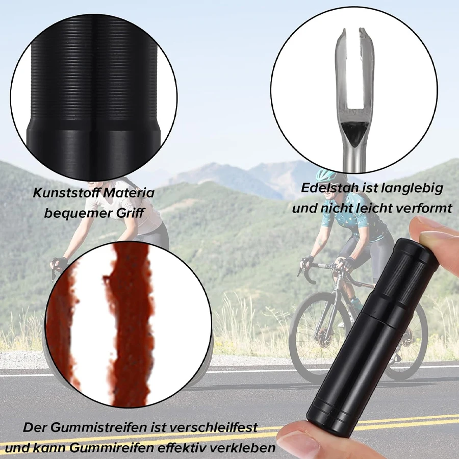 Kit de reparo de pneus, reparo a frio, tiras de reparo de punção de pneus a vácuo com plugues de borracha, cordas para manutenção de pneus de carro e motocicleta