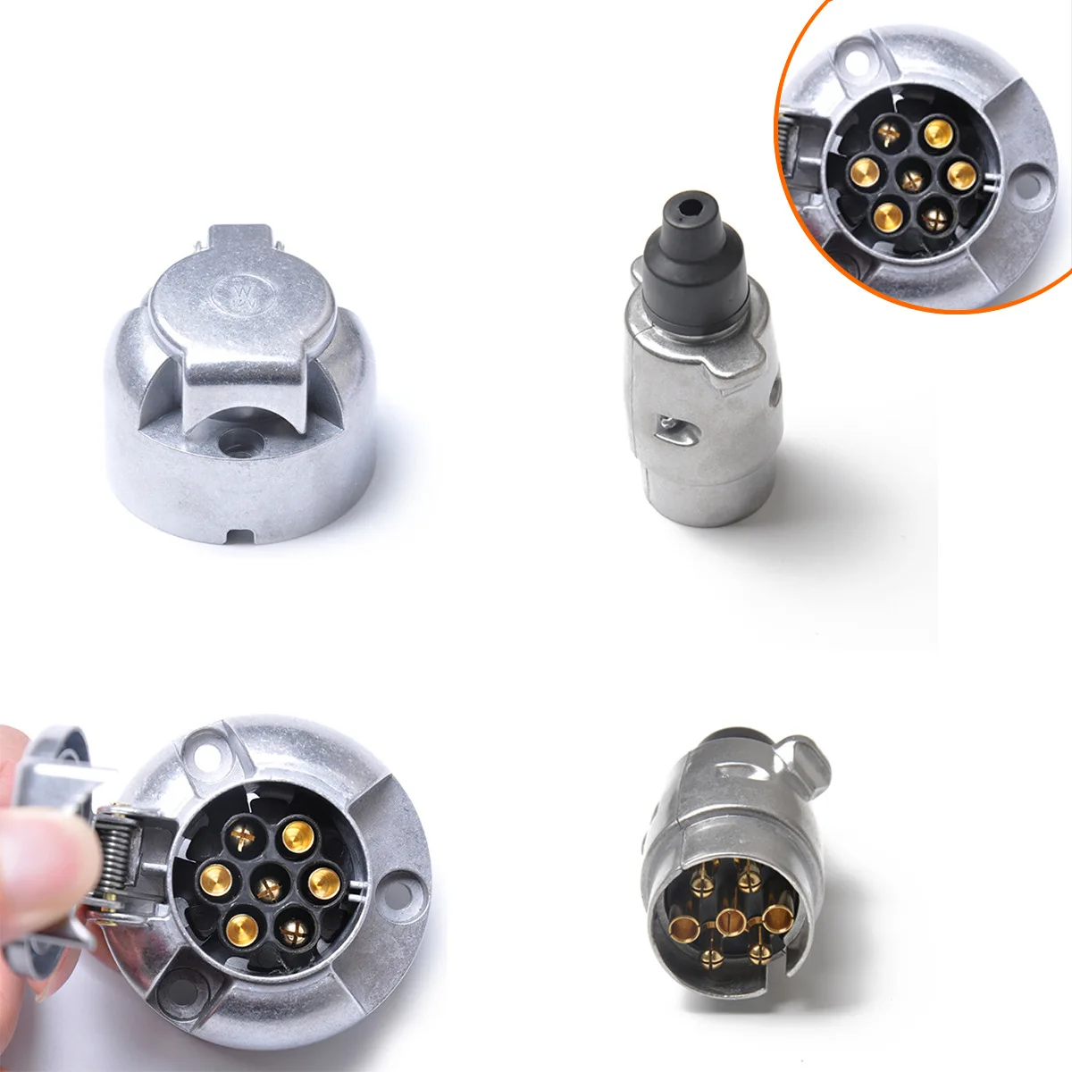 New Arrival 12V 7 Pin Trailer Plug Socket Set Rubber Seal Car Trailer Coupling Connector EU Plug Trailers Accessories